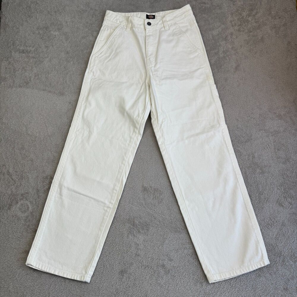 Dickies Regular Fit Duck Pants Womens 6R White Cotton Stonewashed Cloud Classic